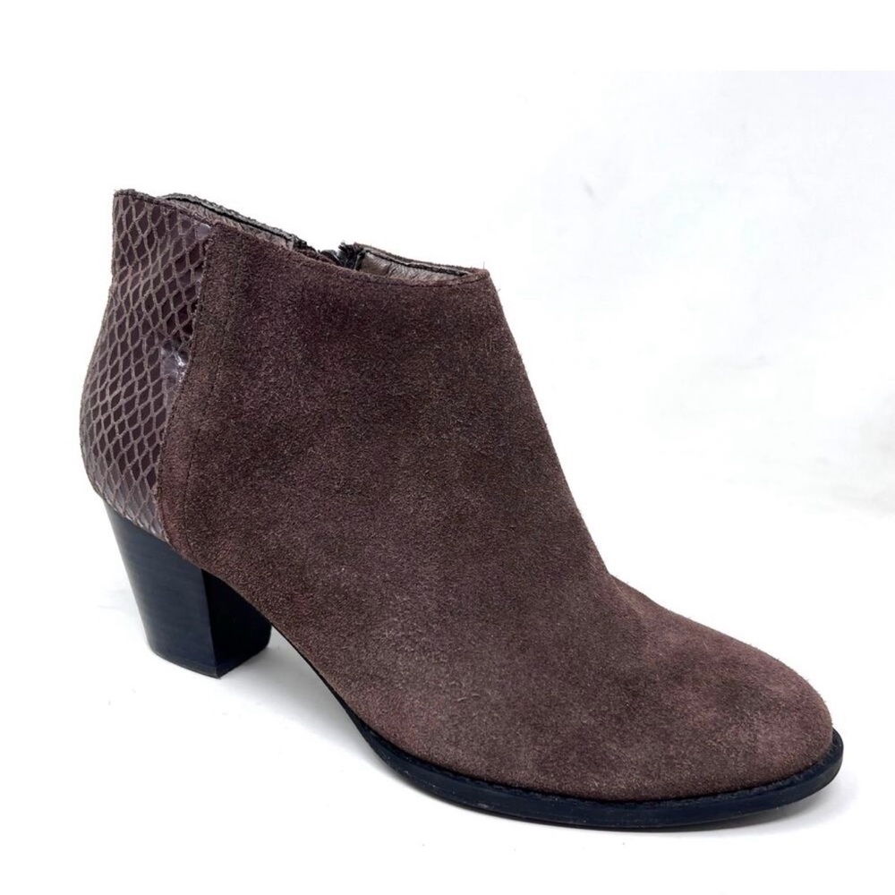 Vionic Upright Bromley Orthaheel Suede Leather Snake Print Ankle Boots Sz11 Wide - Picture 1 of 8